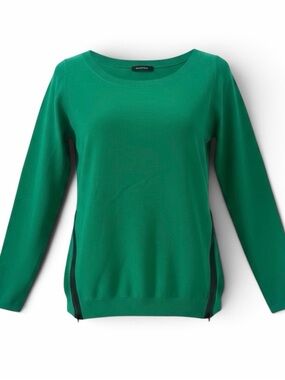 Bebe Vibrant Green Long Sleeve Sweater with Contrast Side Zippers Size Medium